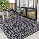 Reversible Outdoor Rug | Black & Gray Modern Patio Mat