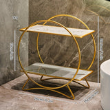 Doppellagiger Badezimmer-Organizer mit Katzenohr-Basis | Stilvolles Kosmetik- und Hautpflege-Regal aus Metall