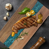 Flussharz-Schneidebrett | Servierplatte aus Akazienholz für Wurst und Käse