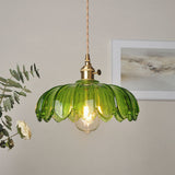 Vintage Flower Pendant Lamp | Coloured Glass Hanging Light