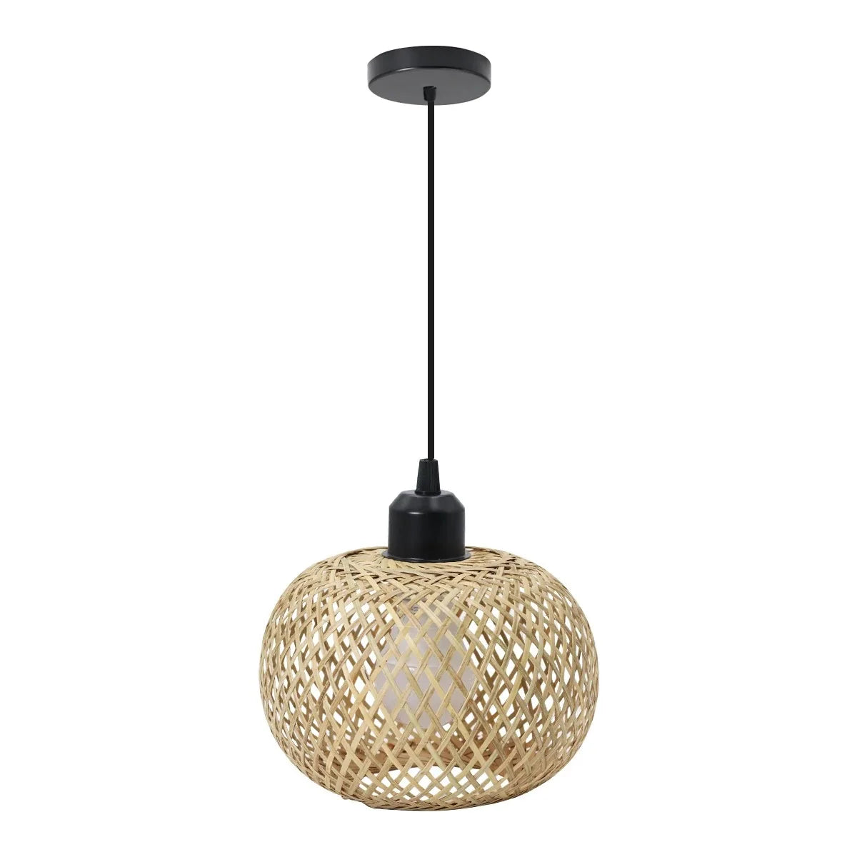 Natura Bambus Deckenleuchte | Handgewebte Rattan LED-Leuchte
