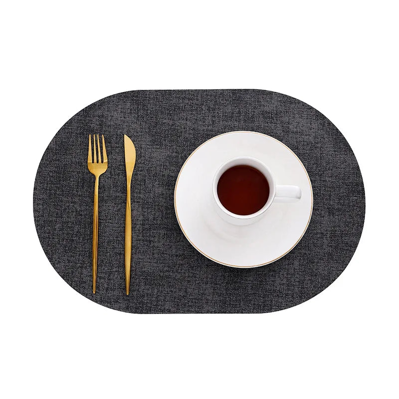 LinoMat | Oval Faux Leather Placemats | Heat Resistant & Non-Slip