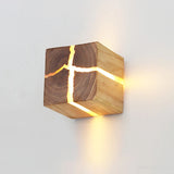 WoodAura Wall Light | Hand-Carved Solid Wood and Resin Design