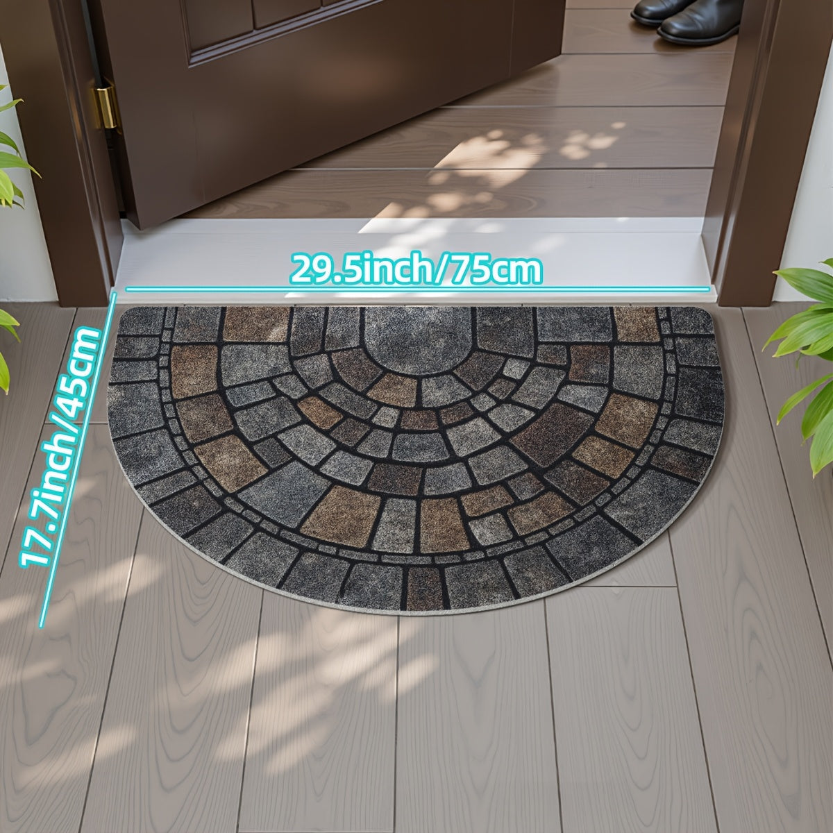 Tapis de porte mosaïque demi-cercle | Utilisation intérieure et extérieure
