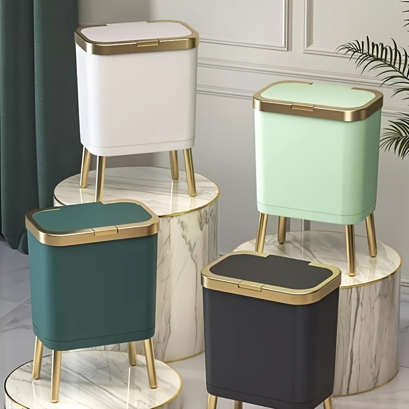 15L Modern Odor-Sealing Trash Can with Elevated Legs | Stylish Waste Bin for Kitchen, Living & Bathroom
