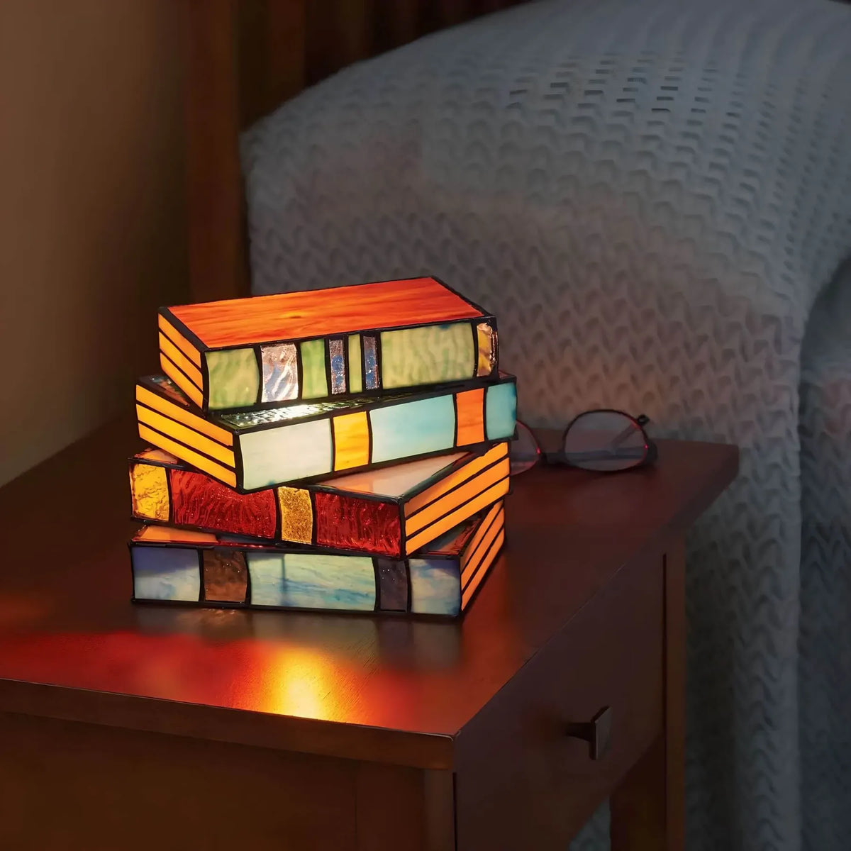 Lampe Livre Vitrail | Éclairage Artistique Fait Main