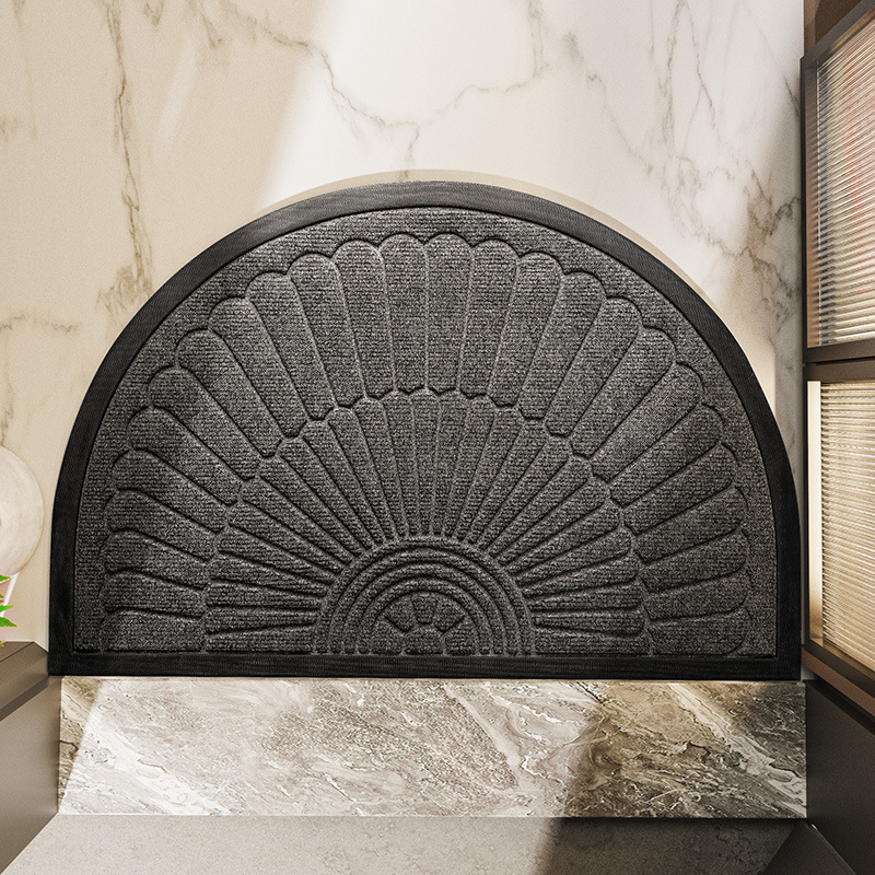 Tapis de porte antidérapant en caoutchouc semi-circulaire pour entrée